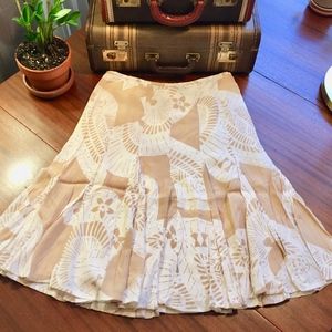 Kasper midi skirt Size 10P lined - beige & white